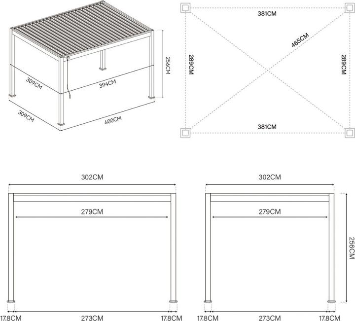 Immagine prodotto Weide Pergola Classic 3x4m mit Lamellendach Sand (400 cm, 300 cm)