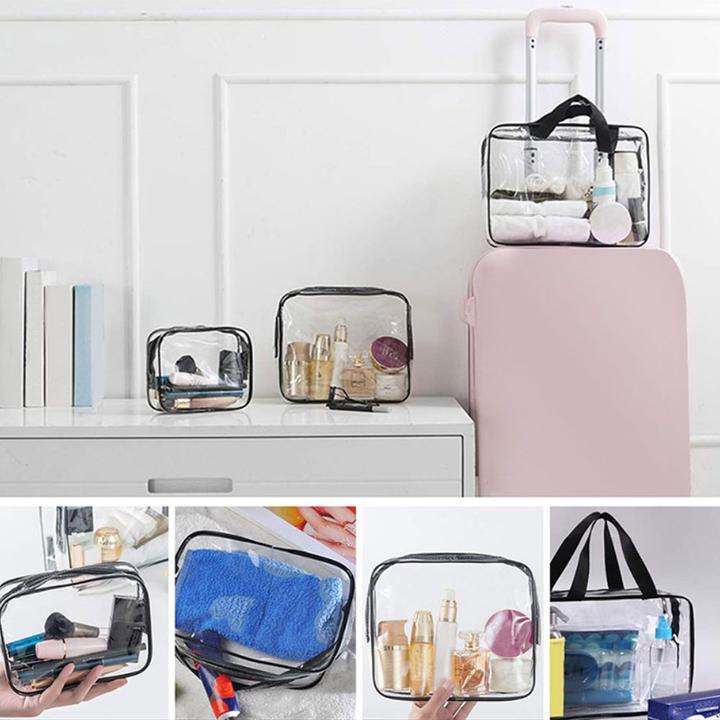 Produktbild Noya Kosmetik Make-Up Tasche (3er Set) – Transparenter Reise-Organizer mit Reissverschluss (1 l)