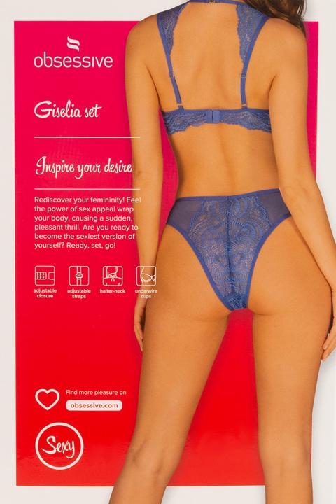 Image du produit Obsessive Giselia Lace Bra Set - Cobalt (S)