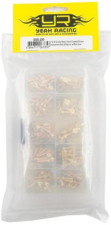 Actual product image Yeah Racing Screw box M3 12.9G Gold-coloured coated (1 Screws per piece)