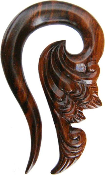 Produktbild Star Piercing Ohrgewicht Spiralentropfen Federn verziert aus Narra Holz (ohne Messing, Organisch)