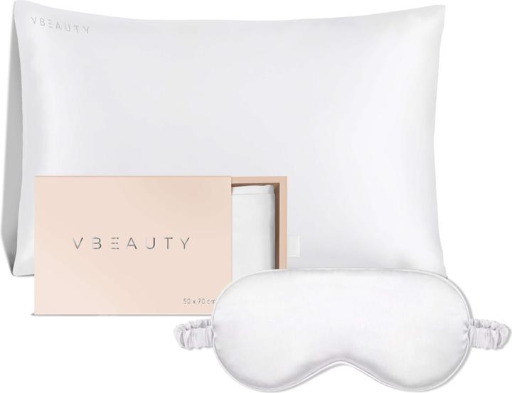 Immagine prodotto VBEAUTY Set di mascherine per dormire in seta crema (Copricuscino, 50 x 70 cm)