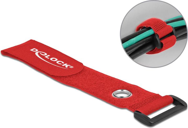 Image du produit Delock Serre-câbles velcro avec boucle et oeillet de fixation L 280 x l 38 mm rouge 3 pièces (Serre-câbles velcro, 280 mm, 3 pcs)