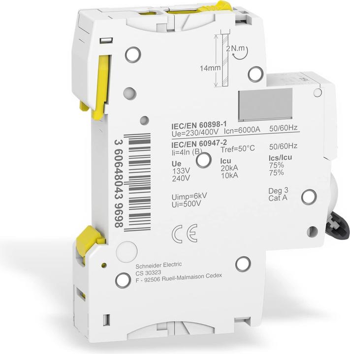 Actual product image Schneider Electric Acti9 iC60N MCB 1 Pole 16A Curve B