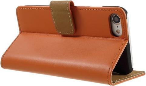 Produktbild Ueli Express iPhone SE / 8 / 7 Buch Etui Tasche Echtleder mit Kartenfach Orange (Apple iPhone SE, Apple iPhone 8, Apple iPhone 7, Apple iPhone SE (2nd Gen), Apple iPhone SE (3rd Gen))