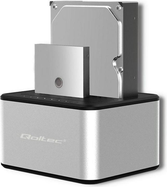 Actual product image Qoltec 50316 2x HDD/SSD docking station 2.5/3.5inch SATA USB 3.0 Cloning