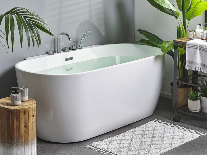 Actual product image Beliani Bathtub freestanding white with tap oval 170 x 80 cm ROTSO (286 l, 80 cm, 170 cm)