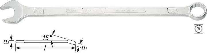 Produktbild HAZET Ring-Maulschlüssel ∙ extra lang ∙ schlanke Bauform 600LG-27 ∙ Aussen Doppel-Sechskant-Traction… (27 mm)