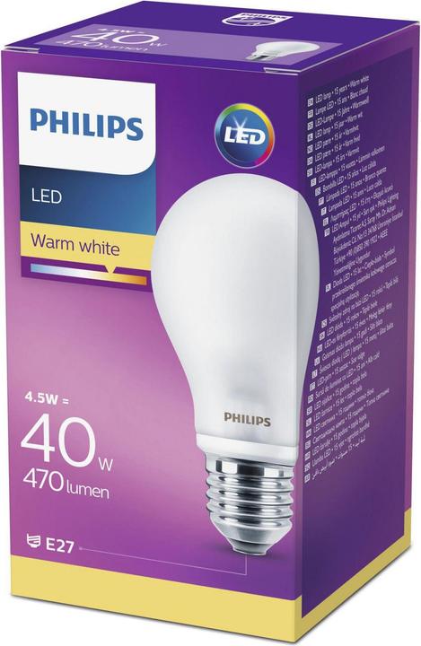 Immagine prodotto Philips Lampada A60 (E27, 4.50 W, 470 lm, 1 x, F)