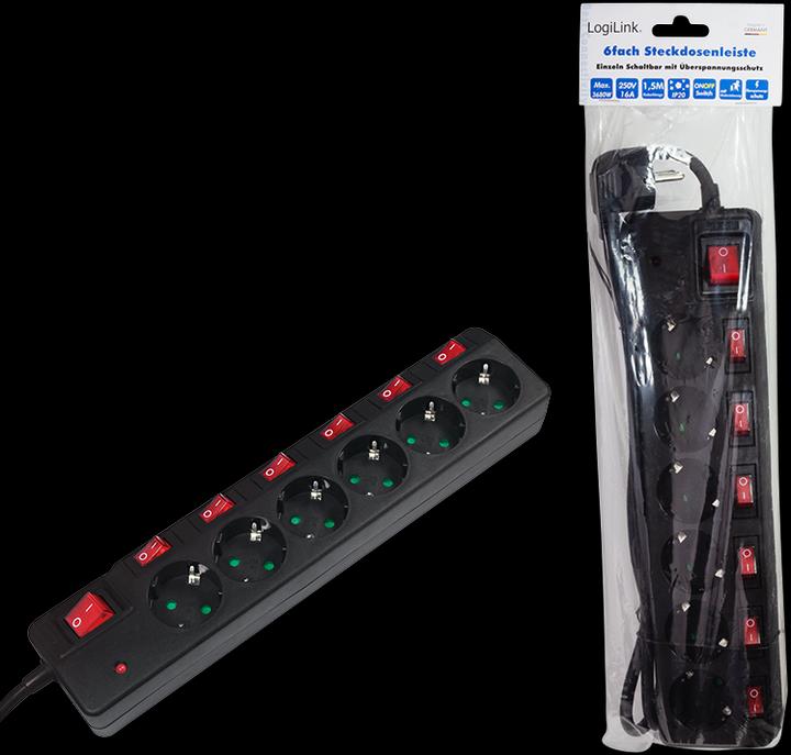 Image du produit LogiLink Barre d'alimentation (6 x, CEE 7/3, 1.50 m)