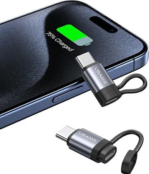 Actual product image Usams Adapter AU17 Lightning - USB-C 30W stalowy/aluminium SJ677LN01 (US-SJ677) (USB Type C, Lightning)
