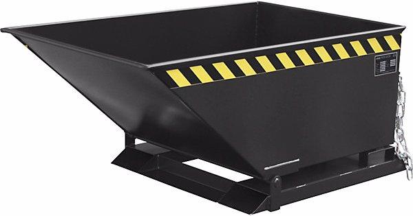eurokraft pro Tilting skip with tilting mechanism, low construction, capacity 0.4 m³, black (400 l)