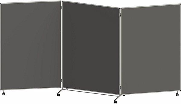 Actual product image eurokraft basic Presentation board, folding and mobile, HxWxD 1905 x 3640 x 50 mm, dark grey. (190.5 x 364 x 50 cm)