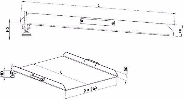 Produktbild Altec Keilbrücke mit Aufkantung, Tragfähigkeit 300 kg, Höhendifferenz 120 - 170 mm