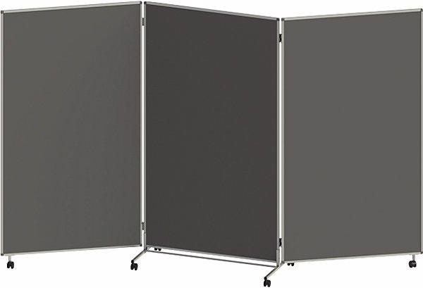 Actual product image eurokraft basic Presentation board, folding and mobile, HxWxD 1905 x 3040 x 50 mm, dark grey. (190.5 x 304 x 50 cm)