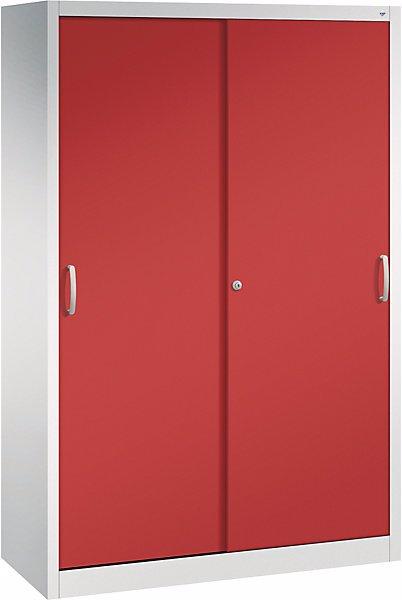 Produktbild C+P ACURADO Schiebetürenschrank, 4 FB, HxBxT 1950x1200x500 mm, lichtgrau / feuerrot
