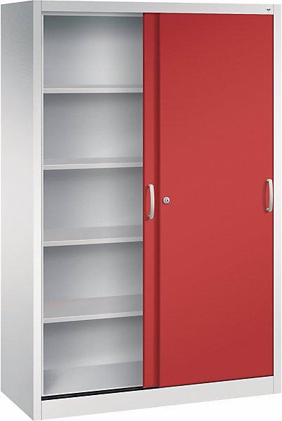 Produktbild C+P ACURADO Schiebetürenschrank, 4 FB, HxBxT 1950x1200x500 mm, lichtgrau / feuerrot