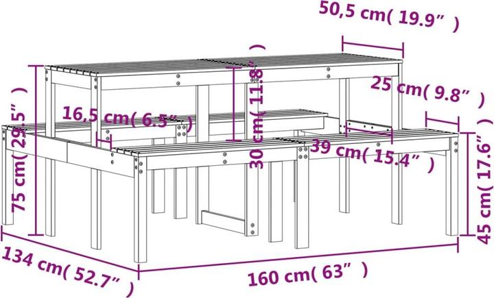 Actual product image VidaXL Picnic table Douglas fir (134 cm)