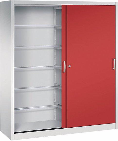 Produktbild C+P ACURADO Schiebetürenschrank, 12 Pendelstangen, 1950x1600x500, l.grau/feuerrot (160 x 50 x 195 cm)
