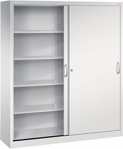 Productafbeelding C+P ACURADO schuifdeurkast, 8 legborden, HxBxD 1950x1600x400 mm, lichtgrijs (195 x 160 x 40 cm)