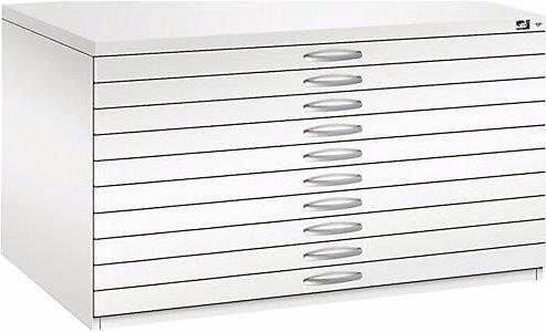 Produktbild C+P Zeichnungsschrank, DIN A0, 10 Schubladen, Höhe 760 mm, verkehrsweiss