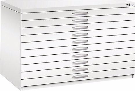 Actual product image C+P Drawing cabinet, A1, 10 drawers, height 760 mm, traffic white.