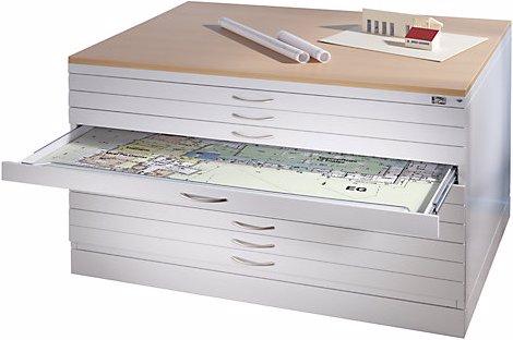 Image du produit C+P Armoire à plans, format A0, 8 tiroirs, hauteur 760 mm, gris noir / blanc trafic.
