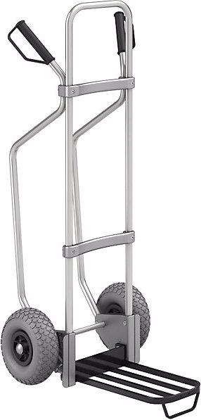 Produktbild eurokraft pro Alu-Sackkarre GO mit Kufen, Paketsch.-BxT 430x250mm, schwarz, mit Griff, PU-Ber. (200 kg)