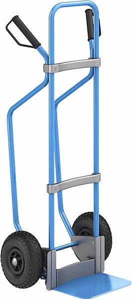 Produktbild eurokraft pro Sackkarre GO mit Kufen, blau, Schaufel-BxT 280x250 mm, blau, Luftbereifung (200 kg)