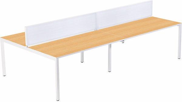 Productafbeelding Paperflow 4-persoons teambureau, breedte 1200 / 2400 mm, diepte 800 / 1660 mm, wit / beuken