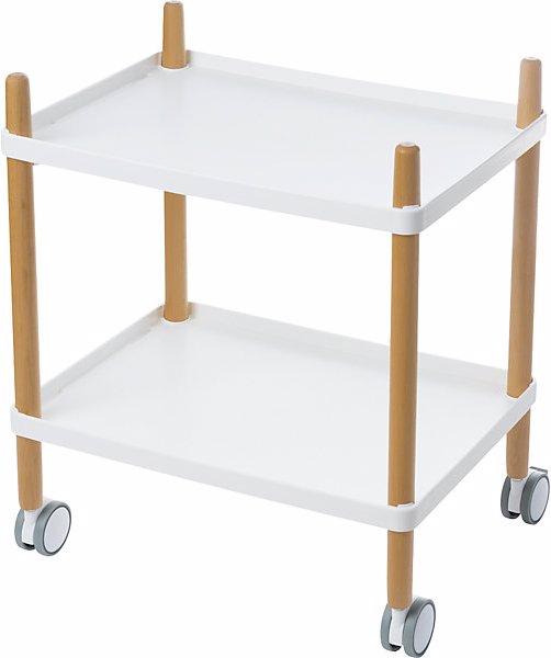 Actual product image Paperflow Dolly with 2 shelves, frame made of solid wood, white.