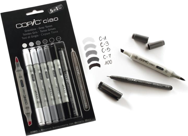 Actual product image Copic Grey tones (Grey, 3 mm, 6 x)