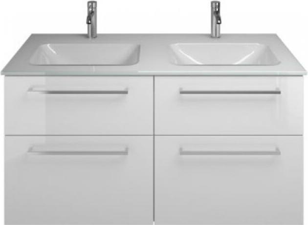 Actual product image burgbad Eqio glass double wash basin including vanity unit, width 1220 mm