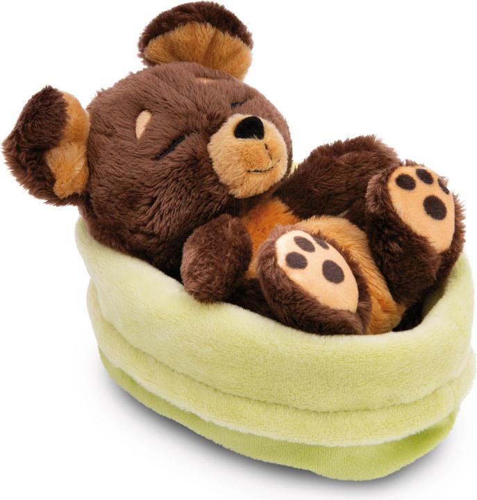 Produktbild NICI Kuscheltier Sleeping Pets brauner Hund im grünen Körbchen GREEN (11 cm)
