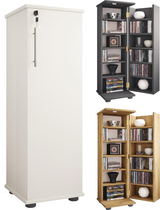 Produktbild VCM Holz CD DVD Regal abschliessbar Engalo L (31 x 31 x 93 cm)