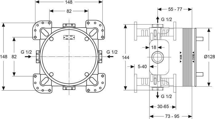Actual product image Ideal Standard IDS flush-mounted kit 1 EASY box for bath and shower arm. Individual thermostats