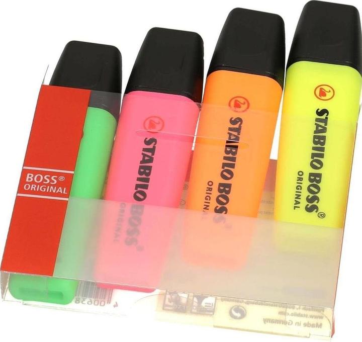 Produktbild STABILO BOSS ORIGINAL Textmarker (Pink, Gelb, Grün, Orange, 5 mm, 4 x)