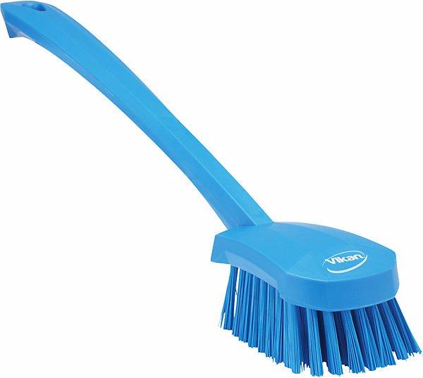 Actual product image Fincke Long handled washing brush, hard, pack of 10, blue. (10 pcs.)