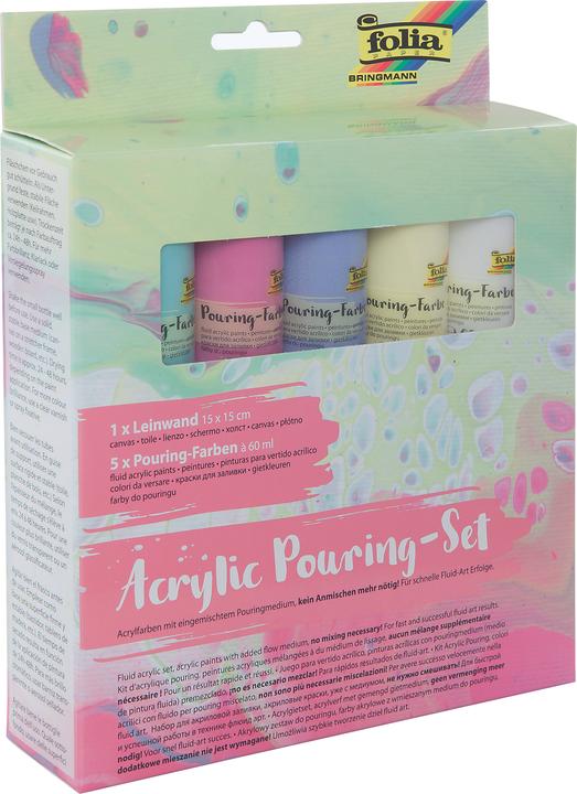 Image du produit Magni 351129 - Acrylic Pouring Set II pastel, avec 5 couleurs pouring de 60 ml et 1 toile d'environ 15 x (Multicolore)