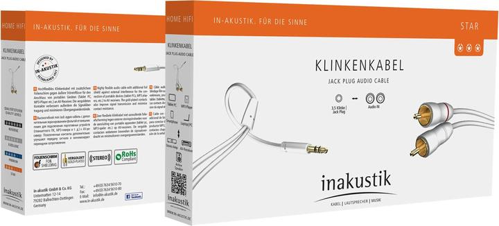 Produktbild Inakustik Star Stereo-Klinke – 2x RCA (1.50 m, Cinch, 3.5mm Klinke (AUX))