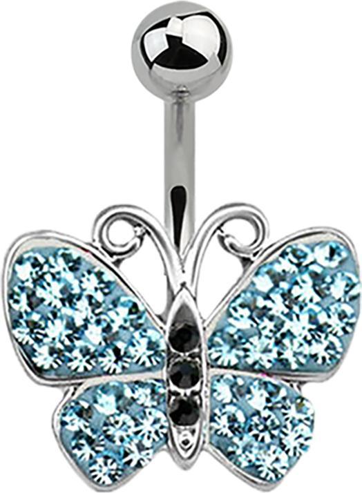 Image du produit Star Piercing Banane argent Papillon aqua (sans laiton, Acier chirurgical 316L)