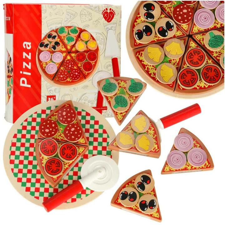 Actual product image Ikonka Wooden pizza play set with accessories