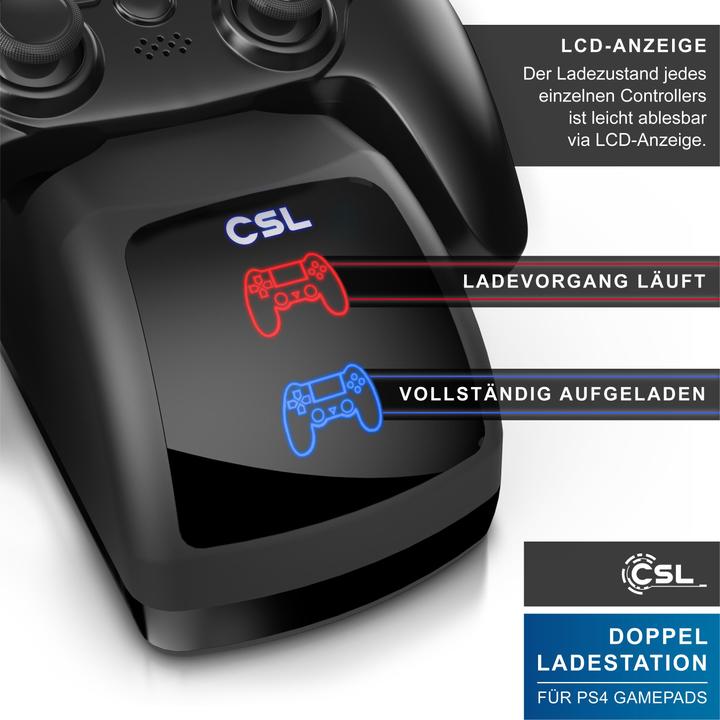 Actual product image CSL Charging station for 2x PS4 gamepads, dual charger, Playstation Wireless Controller Stand Charger (PS4)