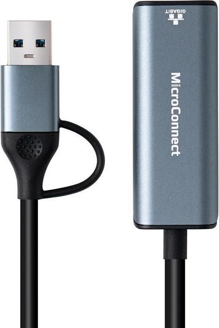Image du produit MicroConnect Adaptateur réseau USB-C / A vers RJ45 (USB 3.0, USB-C, RJ45 (1x))