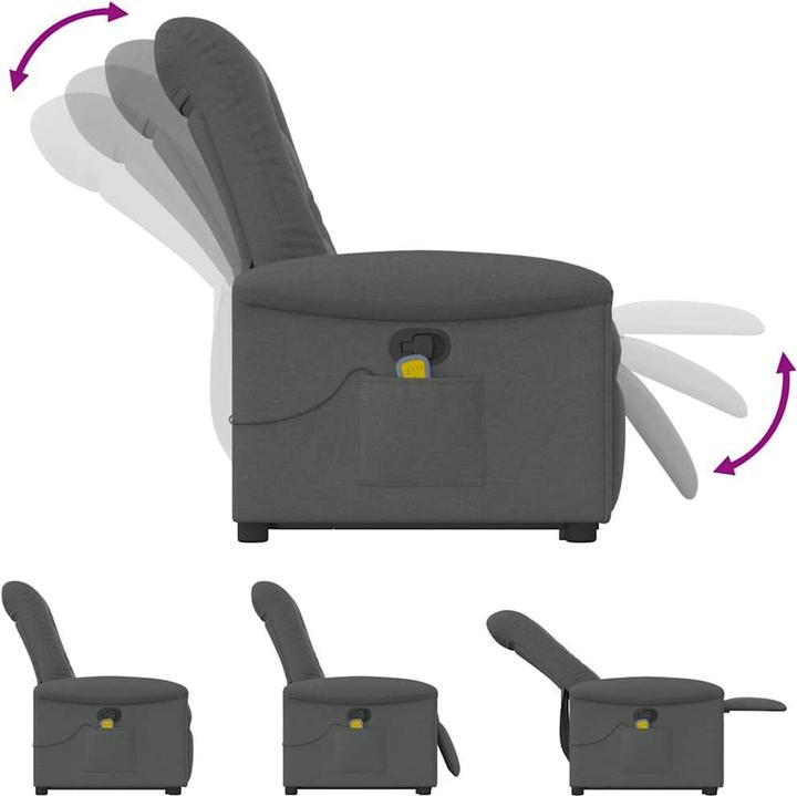Image du produit VidaXL Fauteuil de massage releveur Gris foncé Tissu