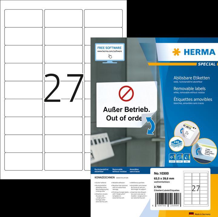 Image du produit HERMA Étiquettes détachables A4