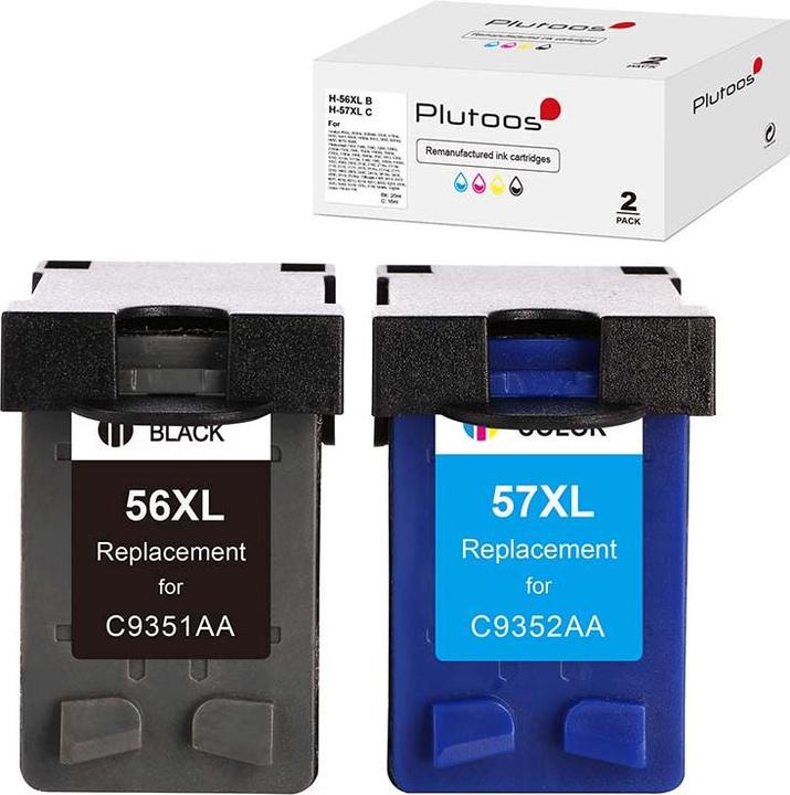 Actual product image Plutoos HP 56 XL HP 57 XL cartridges XXL compatible, set of 2 BK+CL (CL, FC)