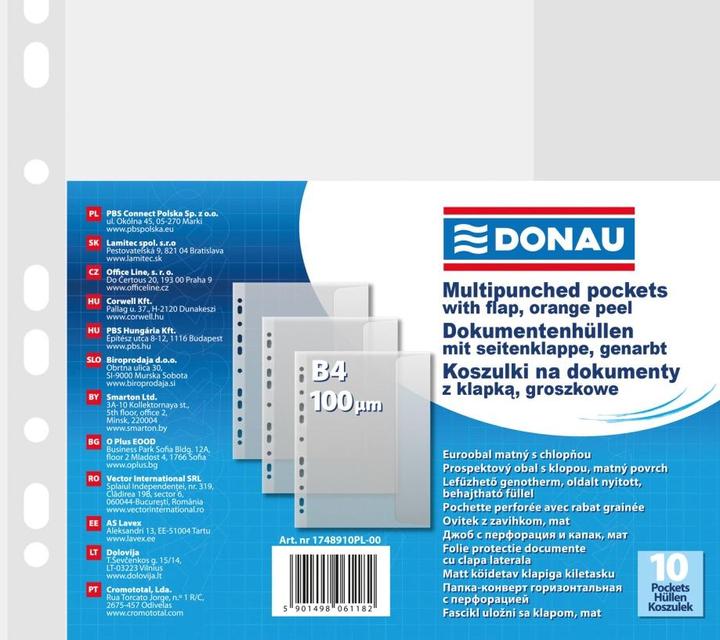 Produktbild Donau Prospekthüllen mit klappe, pp, a4, orangenhaut, 100 mikron, 10er-pack (10 x)
