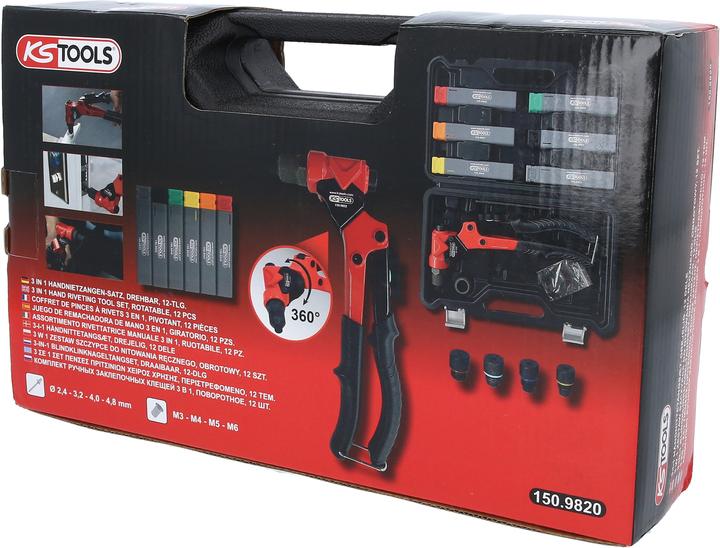 Image du produit KS Tools Jeu de pinces à riveter manuelles 3 en 1 (305 mm)