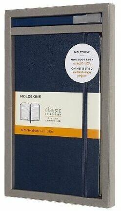 Actual product image Moleskine Notebook - Pen Set Large ruled HC sapphire blue + Proller Pen plus (Hardcover)
